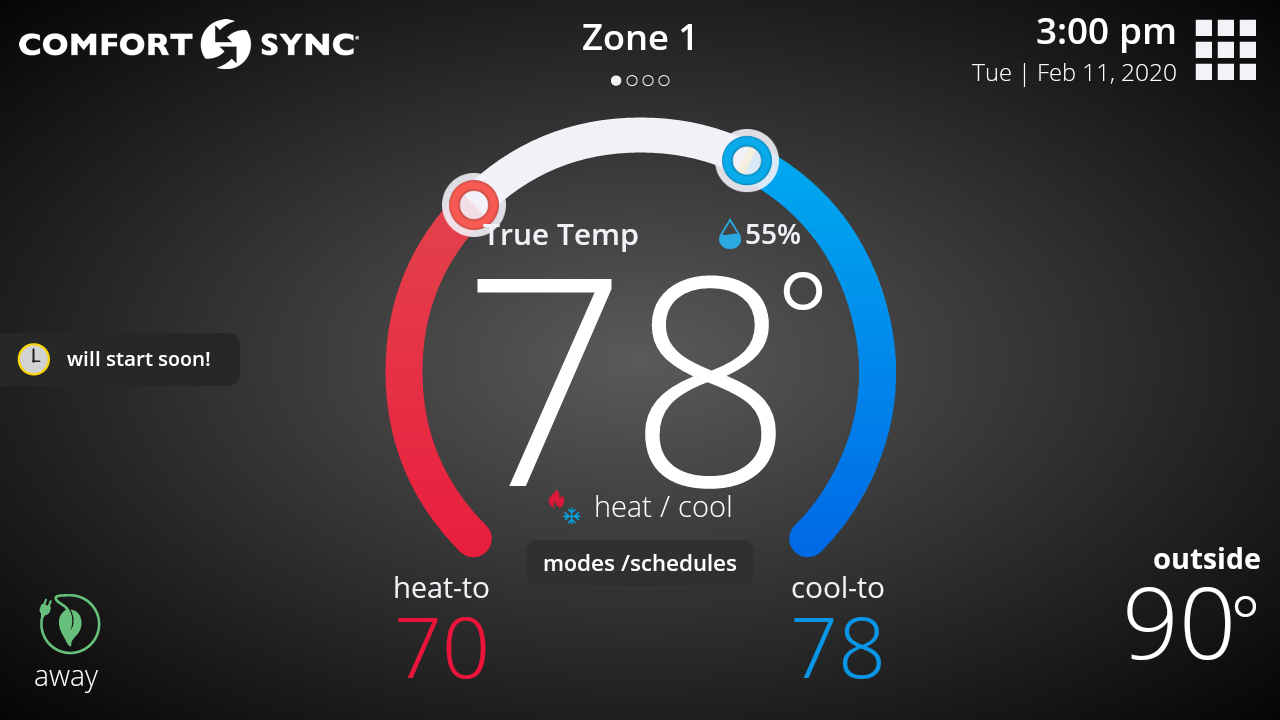 Zone change screens